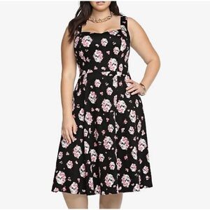 Torrid Skull Floral Cut Out Swing Dress Retro NWT Sz 14
